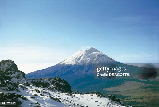 Panoramic view of snowcapped mountains, Popocatepetl Volcano, Mexico