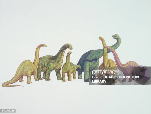 Group of dinosaurs standing together