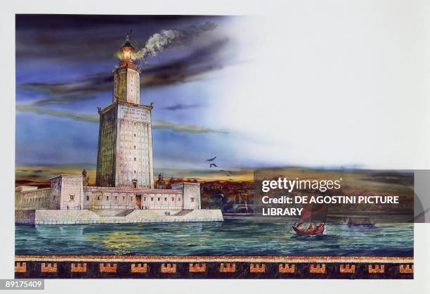 Lighthouse at the waterfront, Alexandria, Egypt