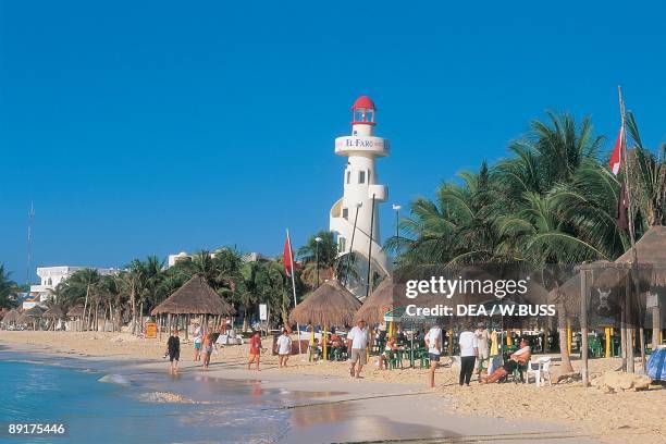 Tourists on the beach, Playa Del Carmen, Quintana Roo, Mexico