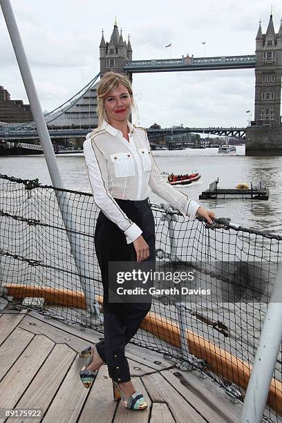 Sienna Miller attends a Photocall to launch 'G.I Joe: The Rise of Cobra' held at HMS Belfast on July 22, 2009 in London, England.