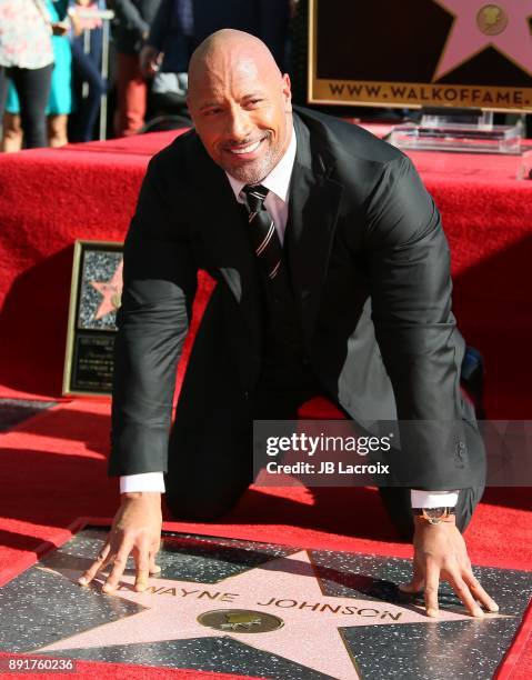 Dwayne Johnson is honored with a star on The Hollywood Walk of Fame on December 13, 2017 in Los Angeles, California.