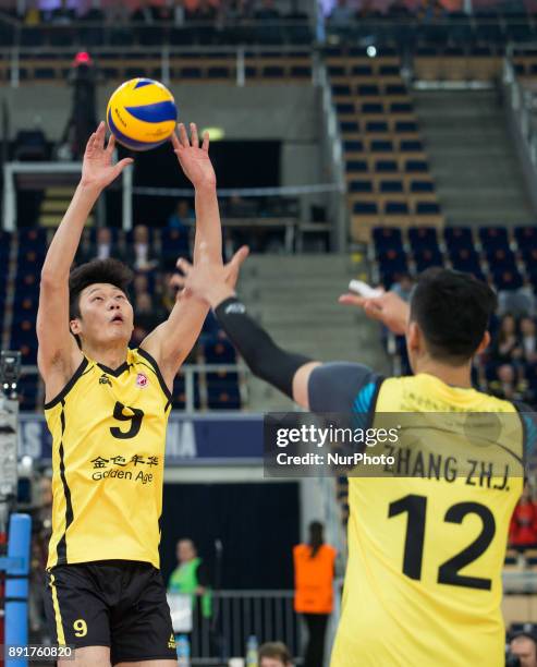 Guojun Zhan , Zhejia Zhang , during FIVB Volleyball Men's World Club Championship match between Russia's Zenit Kazan and China's ShanghaiVolleyball...