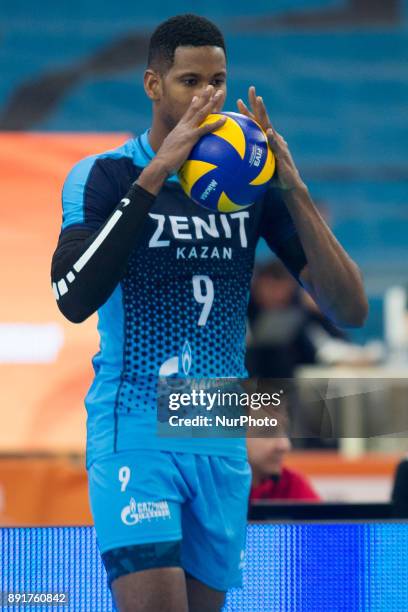 Wilfredo Leon , during FIVB Volleyball Men's World Club Championship match between Russia's Zenit Kazan and China's ShanghaiVolleyball Club in Lodz,...