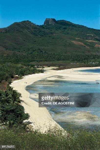 High angle view of a coastline, Somosomo Bay, Naviti, Yasawa Islands, Fiji