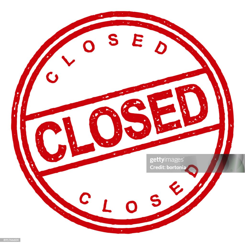 Closed Red Rubber Stamp Icon On Transparent Background High-Res Vector