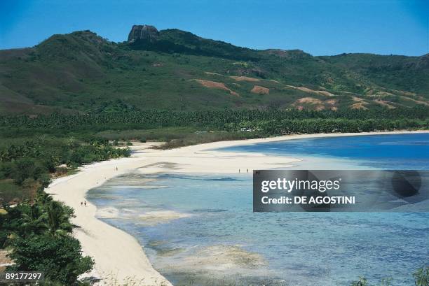 High angle view of a coastline, Somosomo Bay, Naviti, Yasawa Islands, Fiji