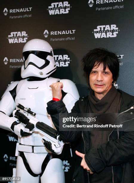 Singer of Musical Group "Indochine" Nicolas Sirkis attends the "Star Wars x Renault" : Party at Atelier Renault on December 13, 2017 in Paris, France.