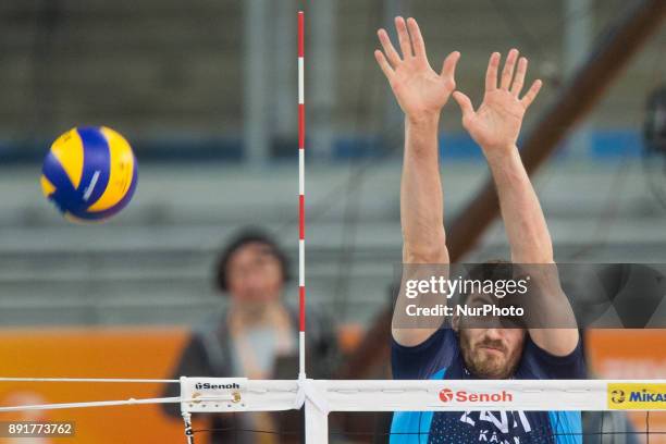 Maxim Mikhaylov , during FIVB Volleyball Men's World Club Championship match between Russia's Zenit Kazan and China's ShanghaiVolleyball Club in...