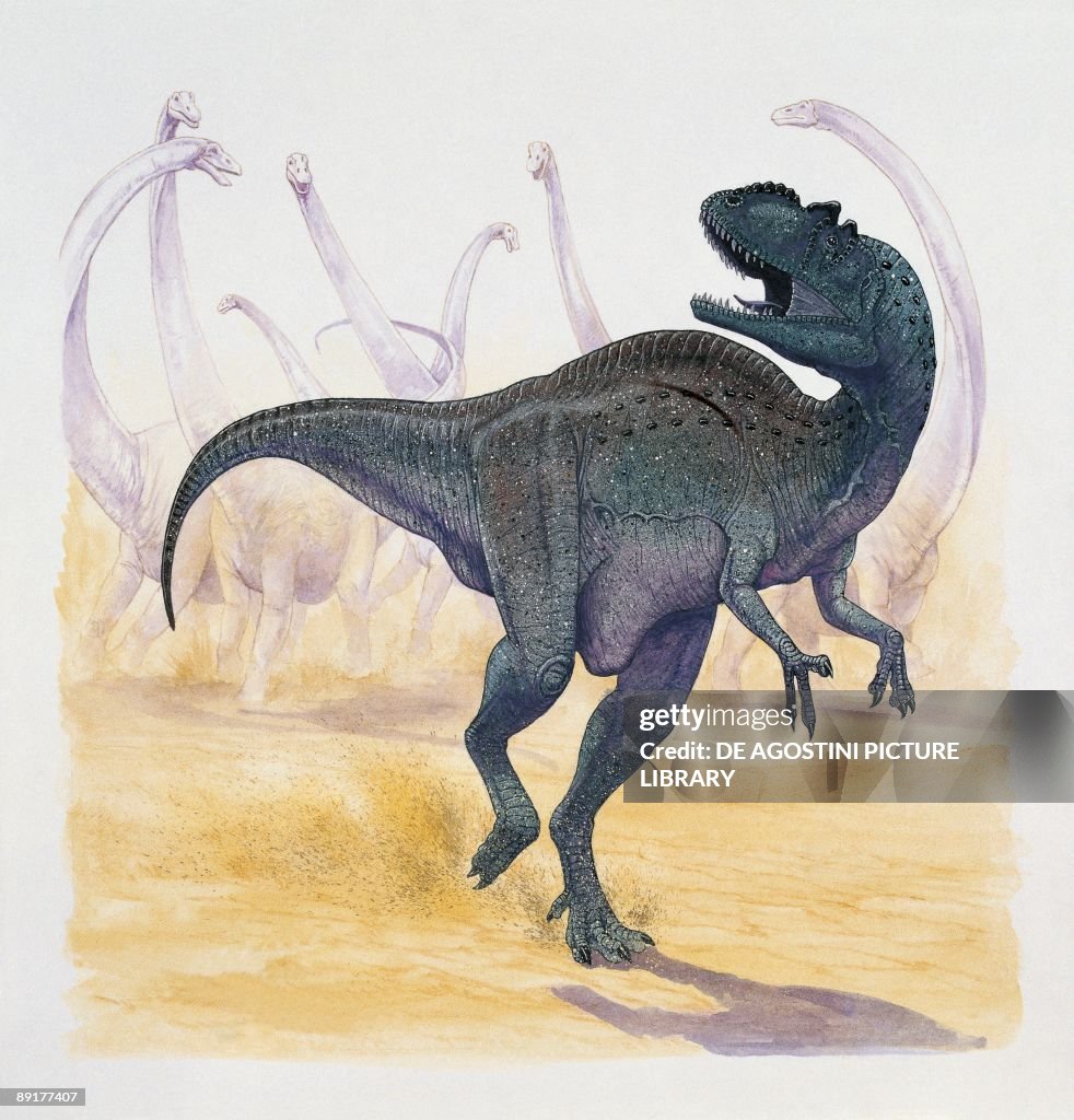 Yangchuanosaurus running in the forest