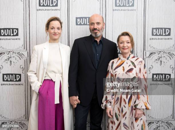 Vicky Krieps, Mark Bridges and Lesley Manville visits Build Series to discuss "Phantom Thread" at Build Studio on December 13, 2017 in New York City.