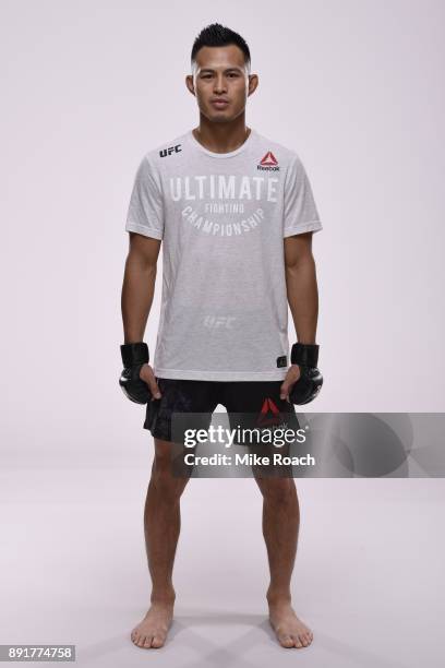 Andre Soukhamthath poses for a portrait during a UFC photo session on December 6, 2017 in Fresno, California.