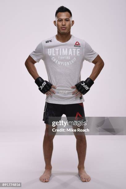 Andre Soukhamthath poses for a portrait during a UFC photo session on December 6, 2017 in Fresno, California.