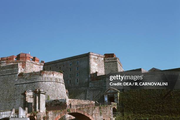 Old ruins of a fort, Priamar Fort, Savona, Liguria, Italy