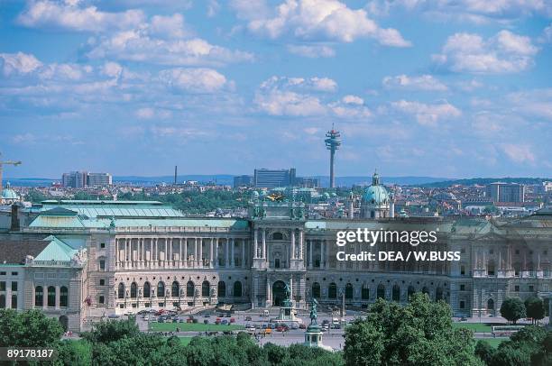 High angle view of a palace in a city, The Hofburg Complex, Heldenplatz, Vienna, Austria