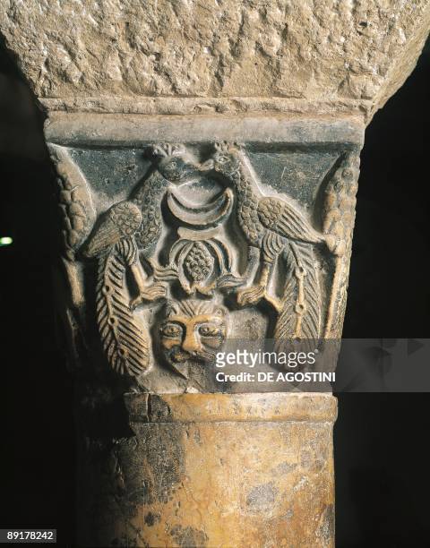 Close-up of a column in a basilica, Basilica Di San Nicola, Bari, Apulia, Italy