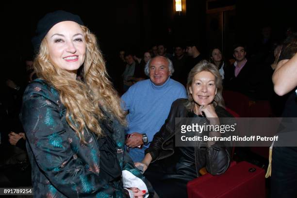 Co-Owner of the 'Theatre de la Tour Eiffel', Christelle Chollet with Christine Borgoltz and her husband Serge Halff attend Fred Testot performs in...