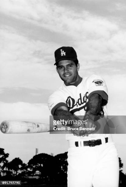 Eric Karros of the Los Angeles Dodgers poses for a portrait during Spring Training circa March, 1992 in Vero Beach, Florida.
