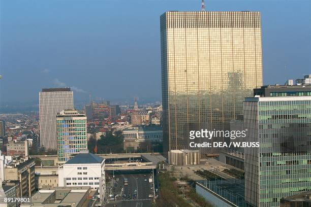 Skyscrapers in a city, European District, Brussels, Belgium