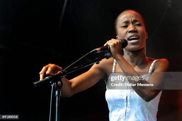 Rokia Traore performs on stage for the last day of Francofolies de Spa Festival on July 21, 2009 in Spa, Belgium.