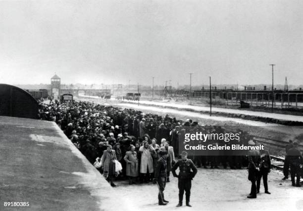 The arrival of Hungarian Jews to Birkenau station in Auschwitz-Birkenau, in German-occupied Poland, June 1944. Between May 2nd and July 9th, more...