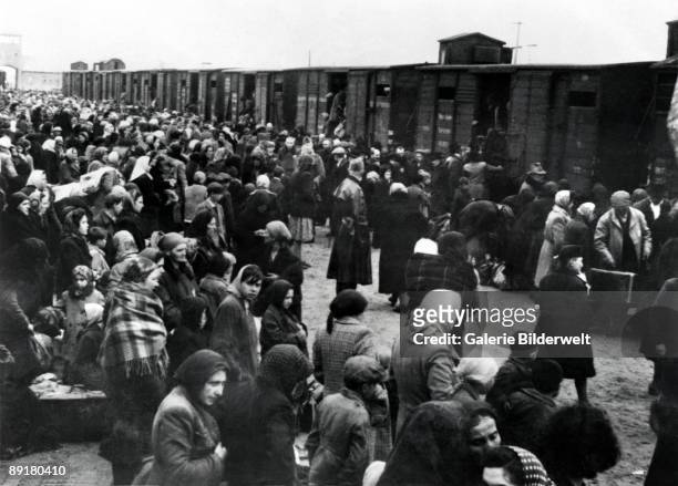 The arrival of Hungarian Jews in Auschwitz-Birkenau, in German-occupied Poland, June 1944. Between May 2nd and July 9th, more than 430,000 Hungarian...