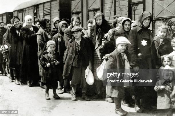 The arrival of Hungarian Jews in Auschwitz-Birkenau, in German-occupied Poland, June 1944. Between May 2nd and July 9th, more than 430,000 Hungarian...