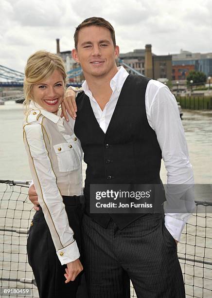 Sienna Miller and Channing Tatum attend 'G.I J.O.E: The Rise of Cobra' photocall at HMS Belfast on July 22, 2009 in London, England.