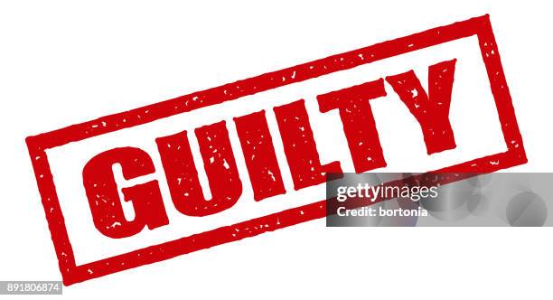 guilty red rubber stamp icon on transparent background - blame stock illustrations