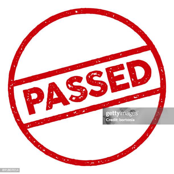 passed red rubber stamp icon on transparent background - pass stamp stock illustrations