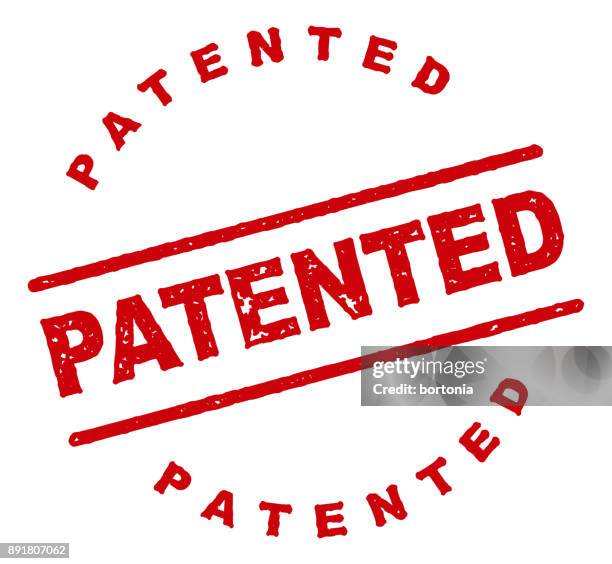 patented red rubber stamp icon on transparent background - copyright symbol transparent background stock illustrations