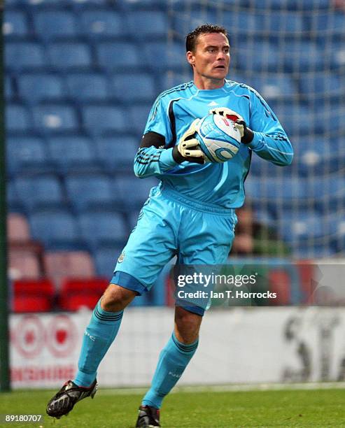 Steve Harper in action during a pre-season friendly match between Huddersfield Town and Newcastle United at the Galpharm Stadium on July 21, 2009 in...