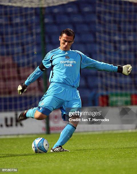 Steve Harper in action during a pre-season friendly match between Huddersfield Town and Newcastle United at the Galpharm Stadium on July 21, 2009 in...