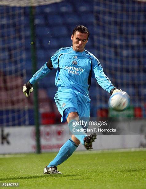 Steve Harper in action during a pre-season friendly match between Huddersfield Town and Newcastle United at the Galpharm Stadium on July 21, 2009 in...