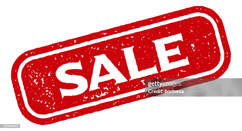 Sale Red Rubber Stamp Icon on Transparent Background