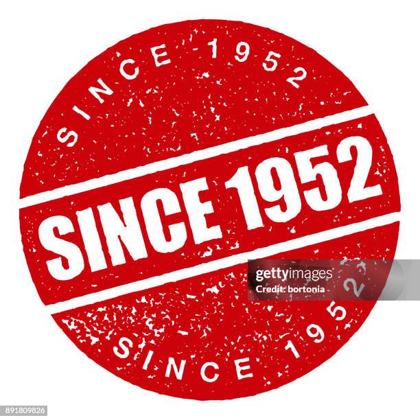 since 1952 red rubber stamp icon on transparent background - 1952 stock illustrations