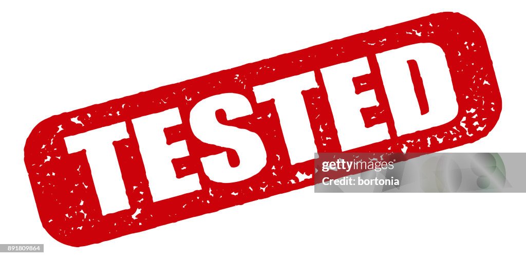 Icono de sello rojo probado en fondo transparente