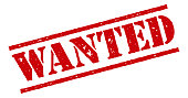 Wanted Red Rubber Stamp Icon on Transparent Background