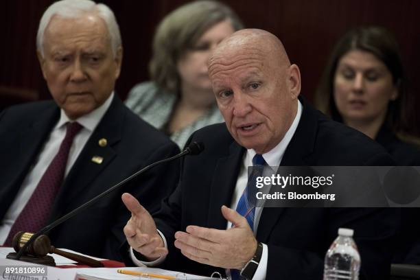 Representative Kevin Brady, a Republican from Texas and chairman of the House Ways and Means Committee, speaks during a House-Senate conference...