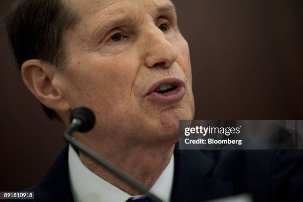 Senator Ron Wyden, a Democrat from Oregon and ranking member of the Senate Finance Committee, speaks during a House-Senate conference meeting on the...