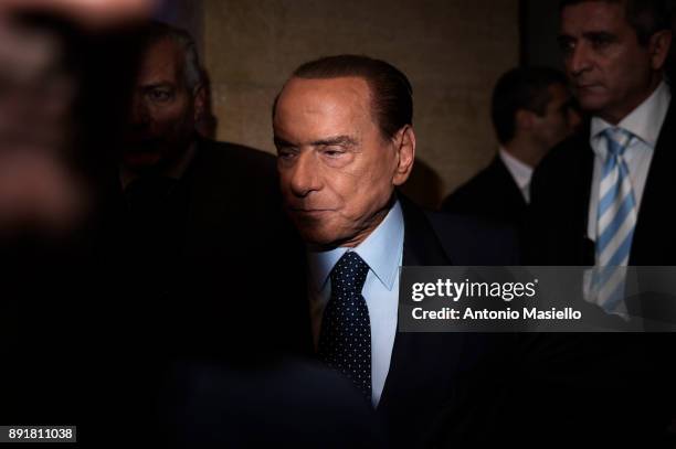 Silvio Berlusconi, Forza Italia leader, takes part at the book launch of Bruno Vespa, 'Soli al Comando', on December 13, 2017 in Rome, Italy.