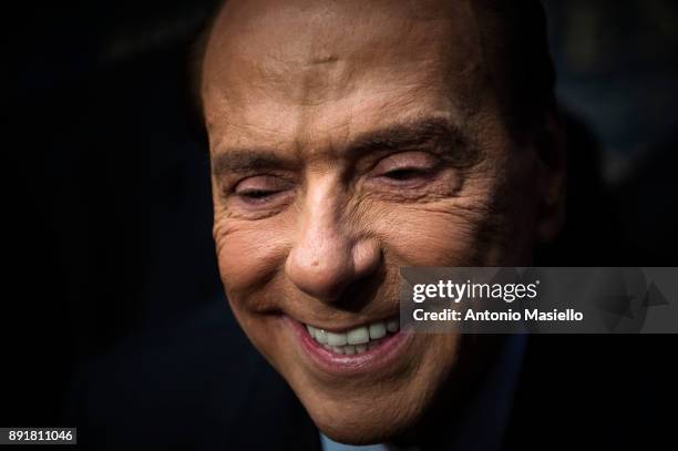 Silvio Berlusconi, Forza Italia leader, takes part at the book launch of Bruno Vespa, 'Soli al Comando', on December 13, 2017 in Rome, Italy.