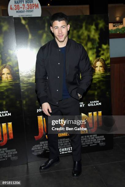 Singer/songwriter and actor Nick Jonas attends a New York special screening of "Jumanji: Welcome to the Jungle" at Dave & Buster's Time Square on...