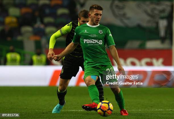 Vilaverdense FC forward Rafa Miranda with Sporting CP defender Stefan Ristovski from Macedonia in action during the Portuguese Cup match between...