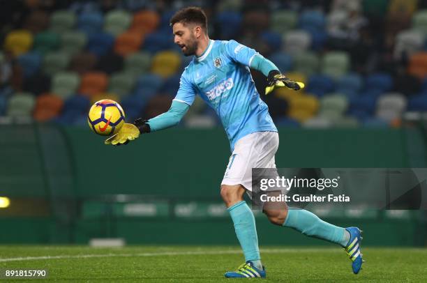 Vilaverdense FC goalkeeper Pedro Freitas in action during the Portuguese Cup match between Sporting CP and Vilaverdense at Estadio Jose Alvalade on...