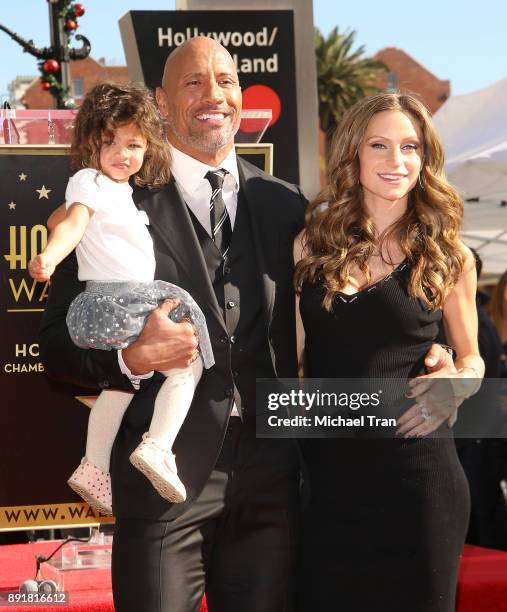 Dwayne Johnson with Lauren Hashian and their daughter, Jasmine Johnson attend the ceremony honoring him with a Star on The Hollywood Walk of Fame...