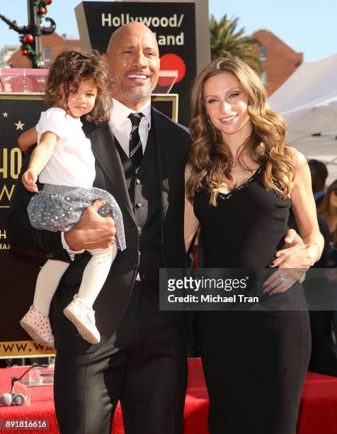 Dwayne Johnson with Lauren Hashian and their daughter, Jasmine Johnson attend the ceremony honoring him with a Star on The Hollywood Walk of Fame...