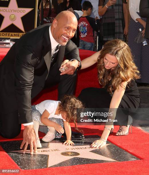 Dwayne Johnson with Lauren Hashian and their daughter, Jasmine Johnson attend the ceremony honoring him with a Star on The Hollywood Walk of Fame...