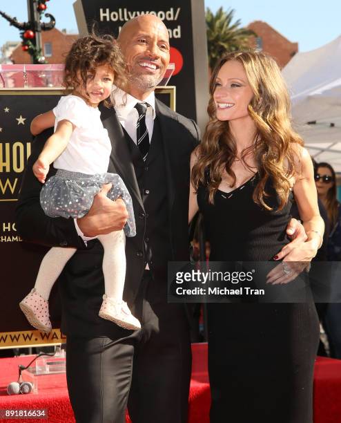 Dwayne Johnson with Lauren Hashian and their daughter, Jasmine Johnson attend the ceremony honoring him with a Star on The Hollywood Walk of Fame...
