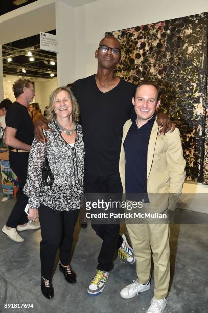 Laurie Tisch, Mark Bradford and Scott Rothkopf attend Art Basel Miami Beach - Private Day at Miami Beach Convention Center on December 6, 2017 in...